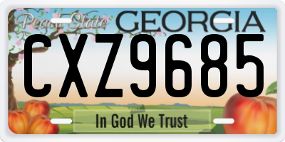 GA license plate CXZ9685