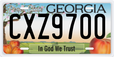 GA license plate CXZ9700