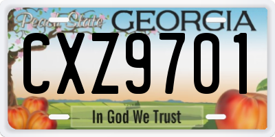 GA license plate CXZ9701