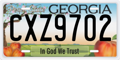 GA license plate CXZ9702