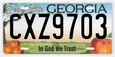 GA license plate CXZ9703