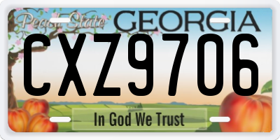 GA license plate CXZ9706