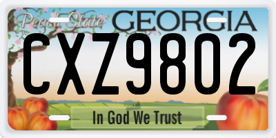 GA license plate CXZ9802