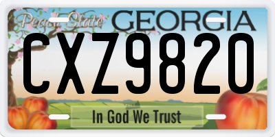 GA license plate CXZ9820