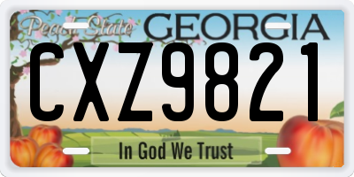 GA license plate CXZ9821