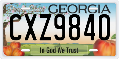 GA license plate CXZ9840