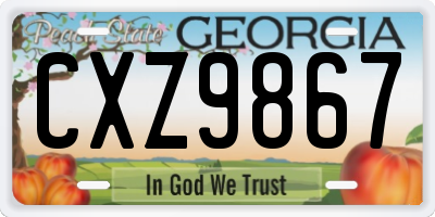 GA license plate CXZ9867
