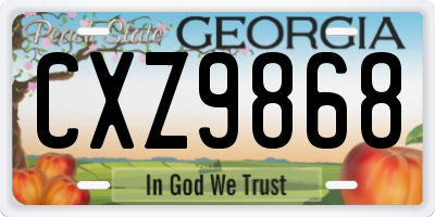GA license plate CXZ9868