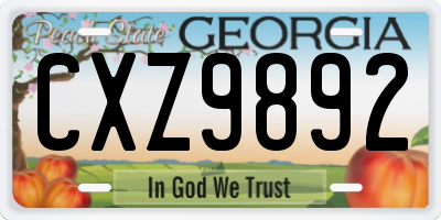 GA license plate CXZ9892