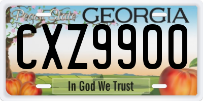 GA license plate CXZ9900