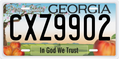 GA license plate CXZ9902
