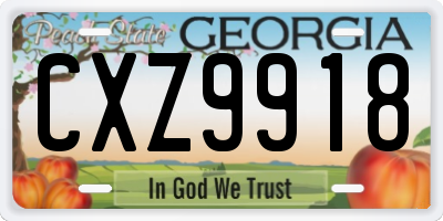 GA license plate CXZ9918