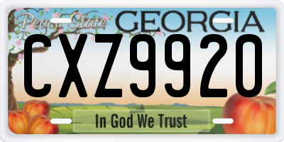 GA license plate CXZ9920