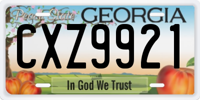 GA license plate CXZ9921