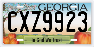 GA license plate CXZ9923