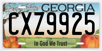 GA license plate CXZ9925