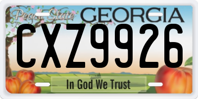 GA license plate CXZ9926