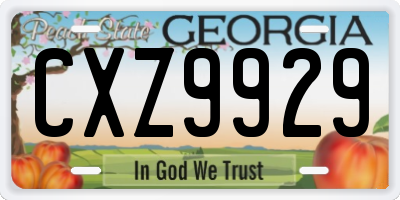 GA license plate CXZ9929