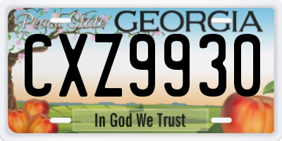 GA license plate CXZ9930