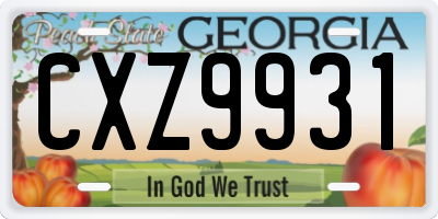 GA license plate CXZ9931