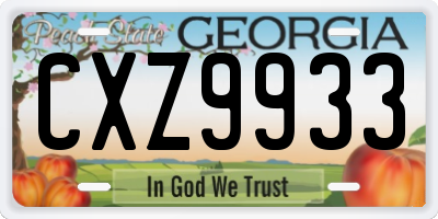 GA license plate CXZ9933