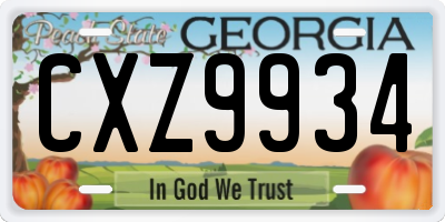 GA license plate CXZ9934