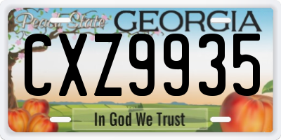 GA license plate CXZ9935