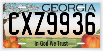 GA license plate CXZ9936