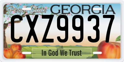 GA license plate CXZ9937