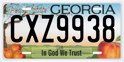 GA license plate CXZ9938