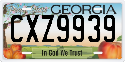 GA license plate CXZ9939