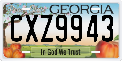 GA license plate CXZ9943