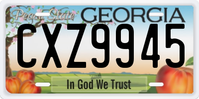 GA license plate CXZ9945