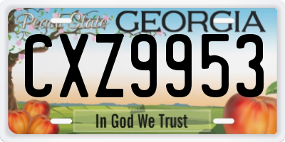 GA license plate CXZ9953