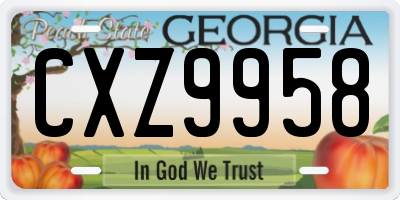 GA license plate CXZ9958