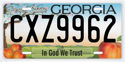 GA license plate CXZ9962