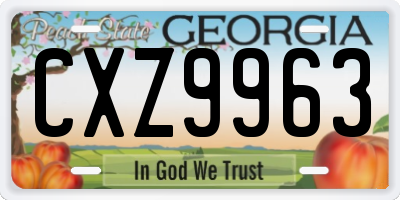 GA license plate CXZ9963