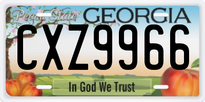 GA license plate CXZ9966