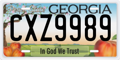 GA license plate CXZ9989