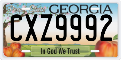 GA license plate CXZ9992