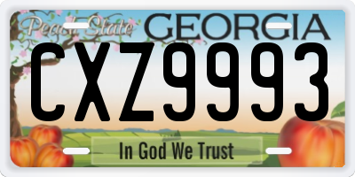 GA license plate CXZ9993