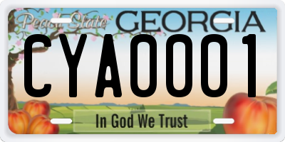 GA license plate CYA0001
