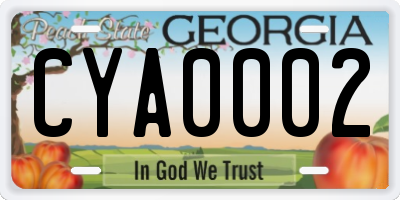 GA license plate CYA0002