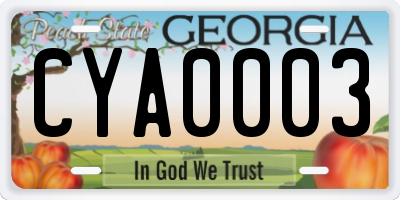 GA license plate CYA0003