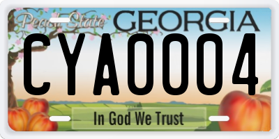 GA license plate CYA0004