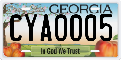 GA license plate CYA0005