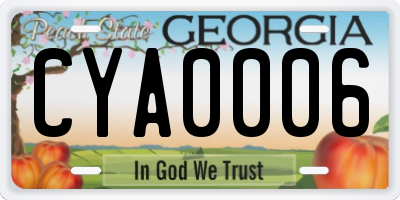 GA license plate CYA0006