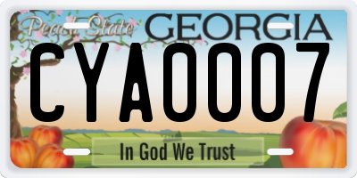 GA license plate CYA0007