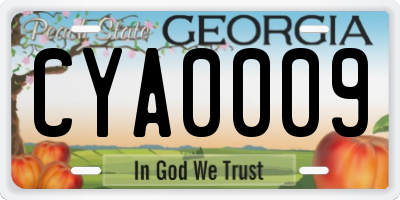 GA license plate CYA0009