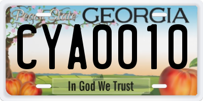 GA license plate CYA0010